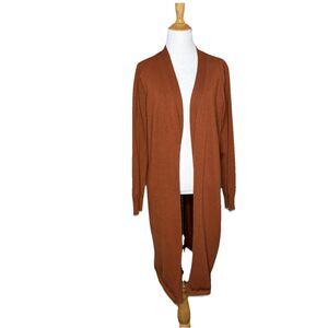 Time And Tru Burnt Orange Long Duster Open Cardigan  Sweater Size XL 16-18